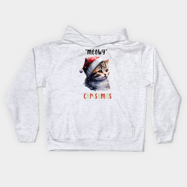 Meowy Christma Kids Hoodie by MZeeDesigns